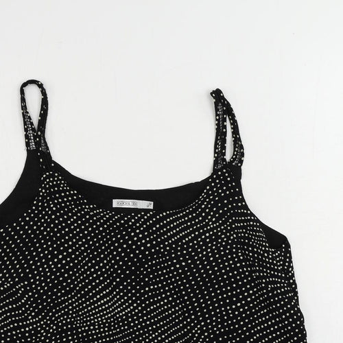 GOLD Womens Black Polka Dot Polyester Camisole Tank Size 14 Scoop Neck - Tie Side