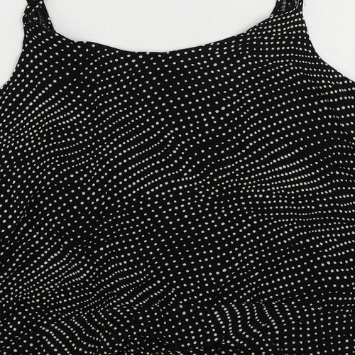 GOLD Womens Black Polka Dot Polyester Camisole Tank Size 14 Scoop Neck - Tie Side