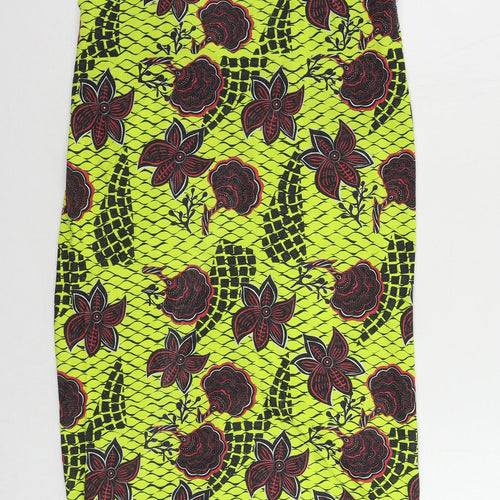 Zara Womens Yellow Floral Cotton Tank Dress Size S Scoop Neck Pullover