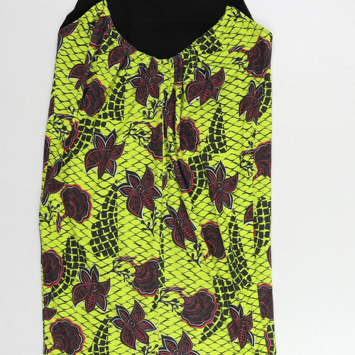 Zara Womens Yellow Floral Cotton Tank Dress Size S Scoop Neck Pullover