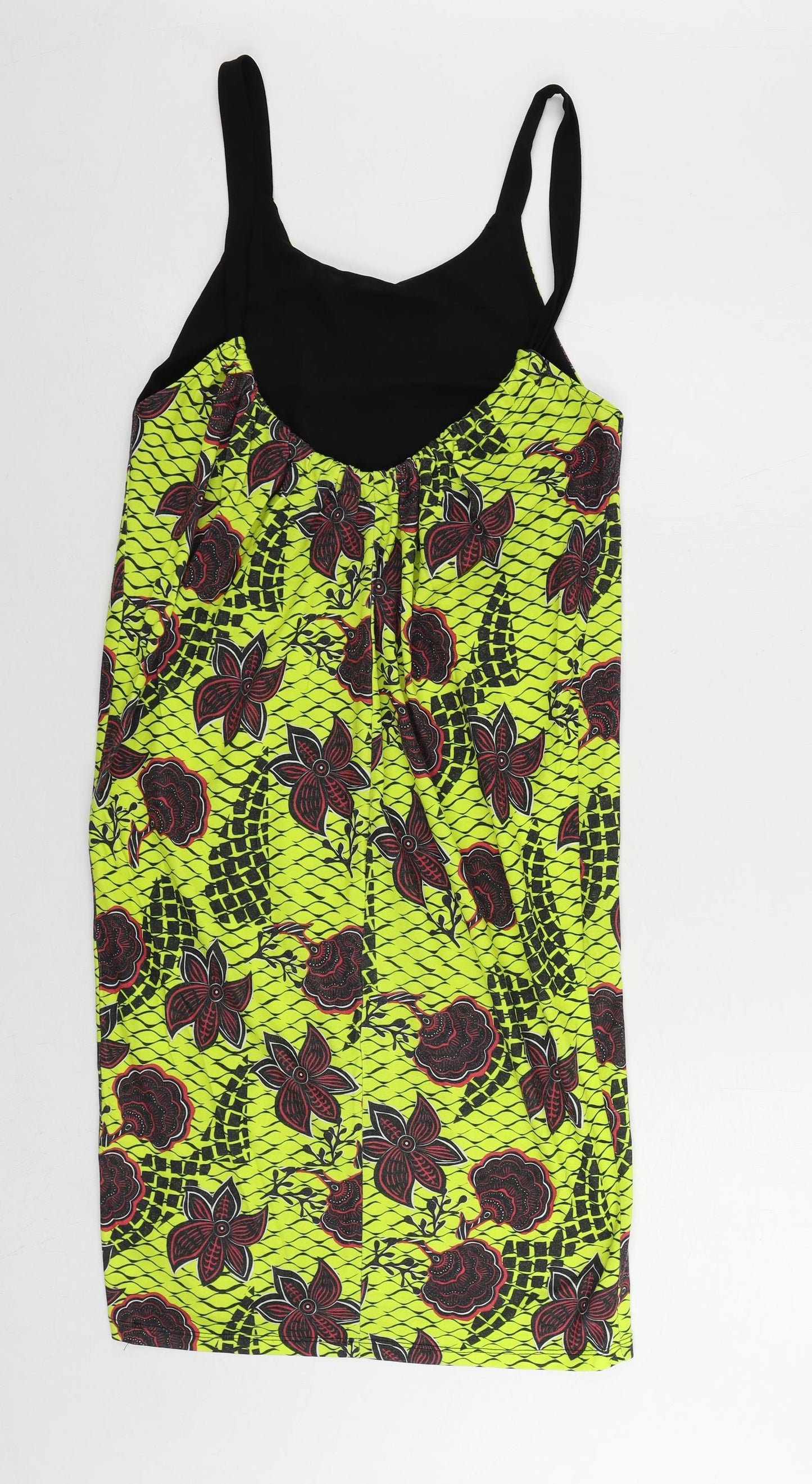 Zara Womens Yellow Floral Cotton Tank Dress Size S Scoop Neck Pullover