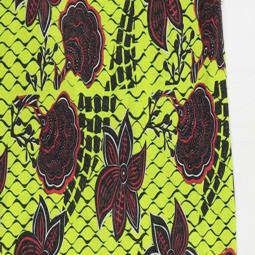 Zara Womens Yellow Floral Cotton Tank Dress Size S Scoop Neck Pullover