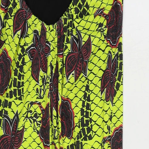 Zara Womens Yellow Floral Cotton Tank Dress Size S Scoop Neck Pullover