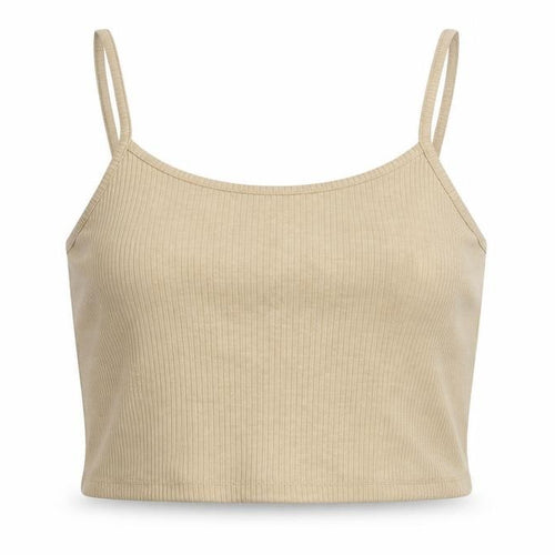 Boohoo Womens Beige Polyester Cropped Tank Size 10 Scoop Neck - Ribbed