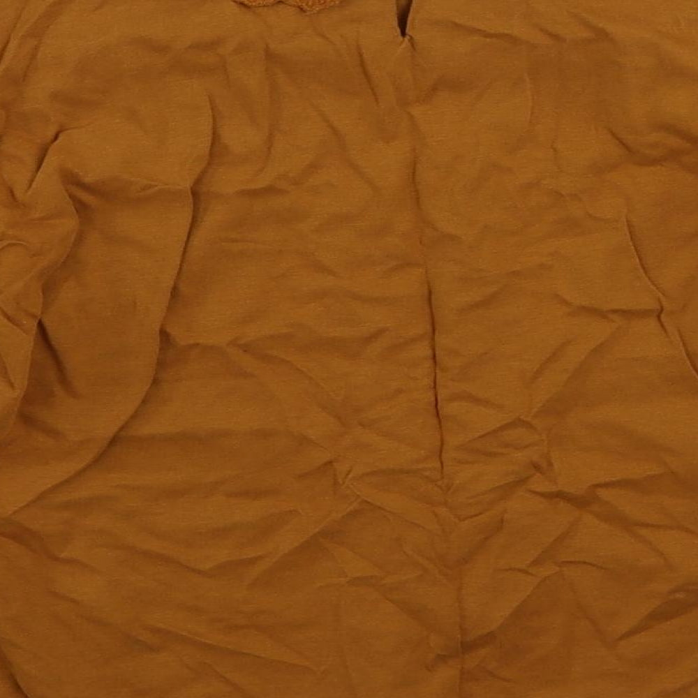 NEXT Girls Brown Cotton Basic T-Shirt Size 8 Years Collared Button