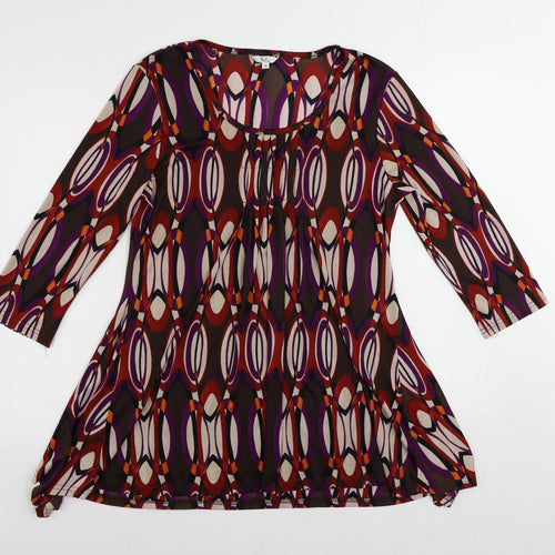 Klass Womens Multicoloured Geometric Polyester Tunic Blouse Size M Boat Neck