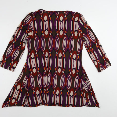 Klass Womens Multicoloured Geometric Polyester Tunic Blouse Size M Boat Neck