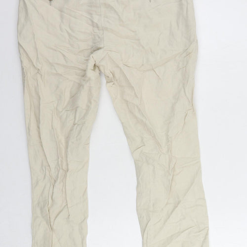 Mango Womens Beige Cotton Chino Trousers Size 12 L30 in Regular Zip