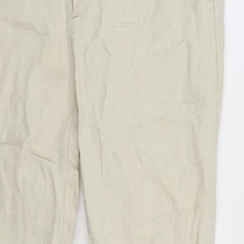 Mango Womens Beige Cotton Chino Trousers Size 12 L30 in Regular Zip