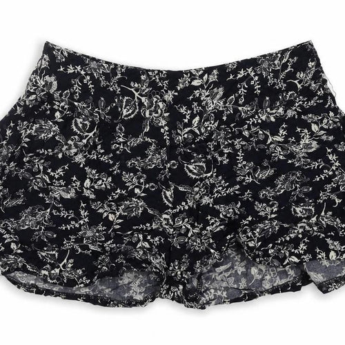 Boohoo Womens Blue Floral Viscose Basic Shorts Size 8 L3 in Regular - Elastic Waist