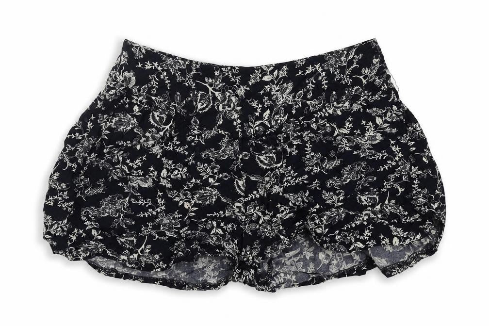 Boohoo Womens Blue Floral Viscose Basic Shorts Size 8 L3 in Regular - Elastic Waist