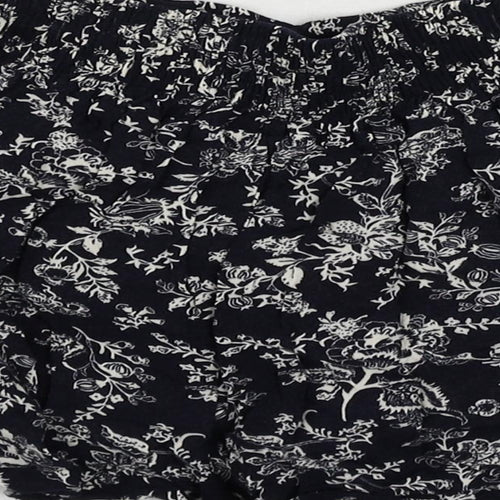 Boohoo Womens Blue Floral Viscose Basic Shorts Size 8 L3 in Regular - Elastic Waist