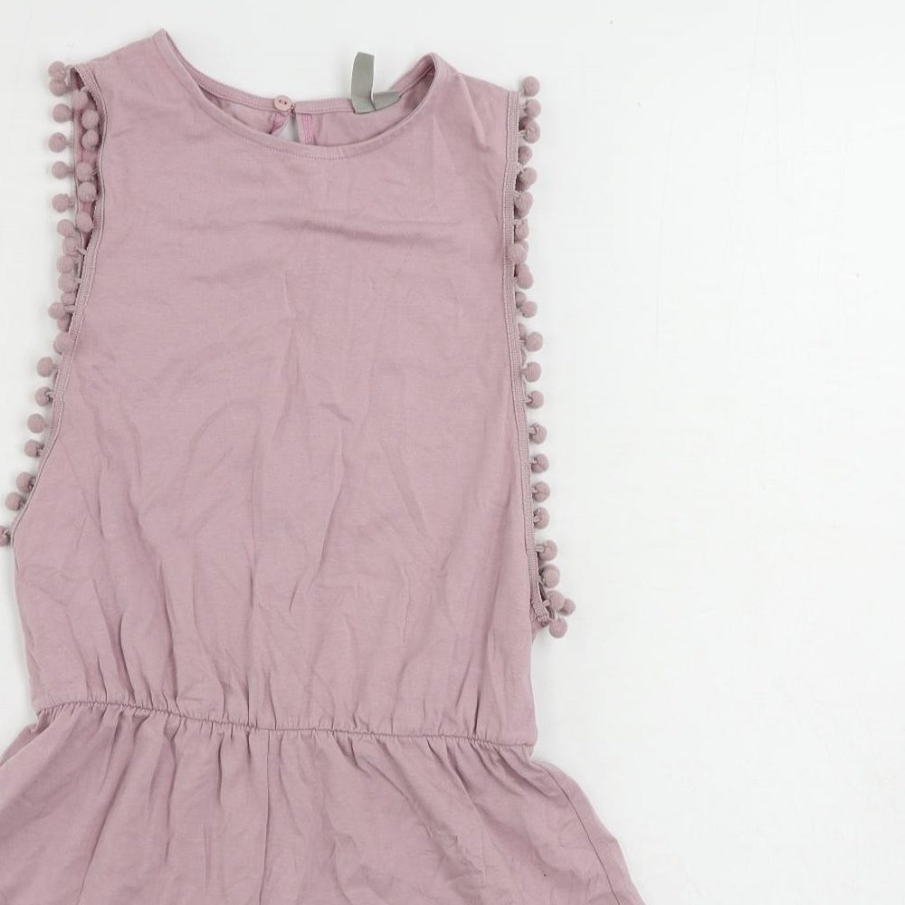 ASOS Womens Purple Cotton Playsuit One-Piece Size 4 Button