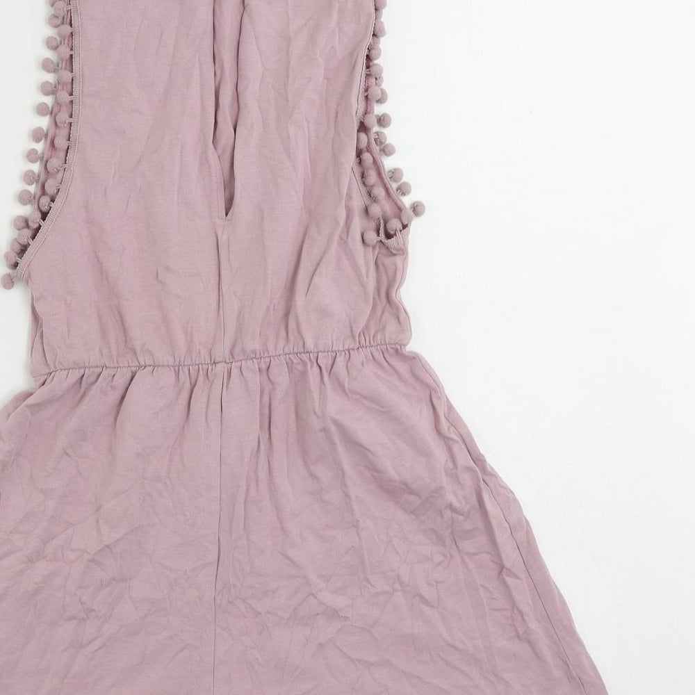 ASOS Womens Purple Cotton Playsuit One-Piece Size 4 Button