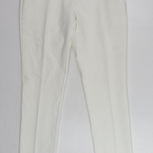 Label Lab Womens White Cotton Chino Trousers Size 34 in L29 in Regular Zip