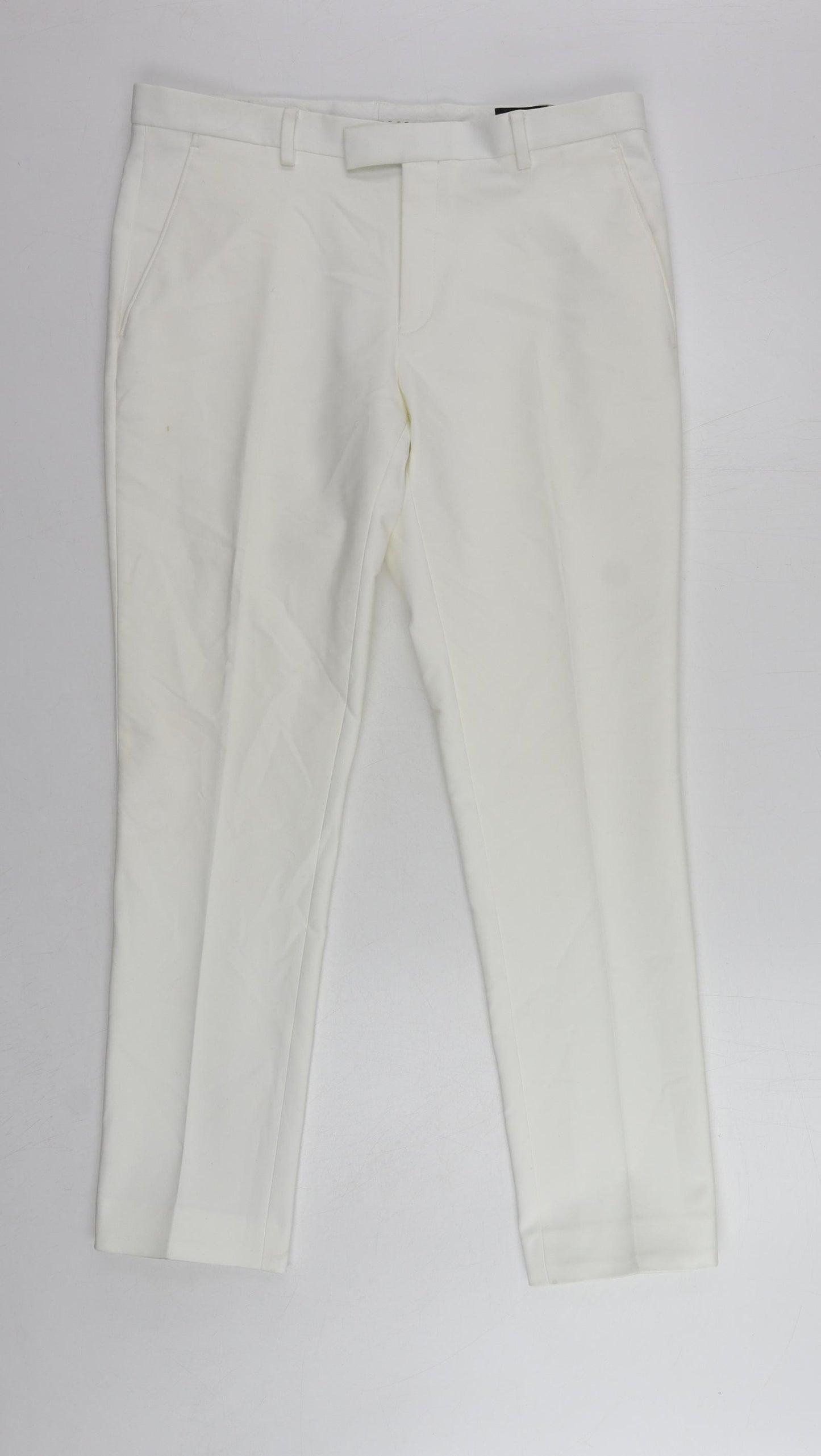 Label Lab Womens White Cotton Chino Trousers Size 34 in L29 in Regular Zip