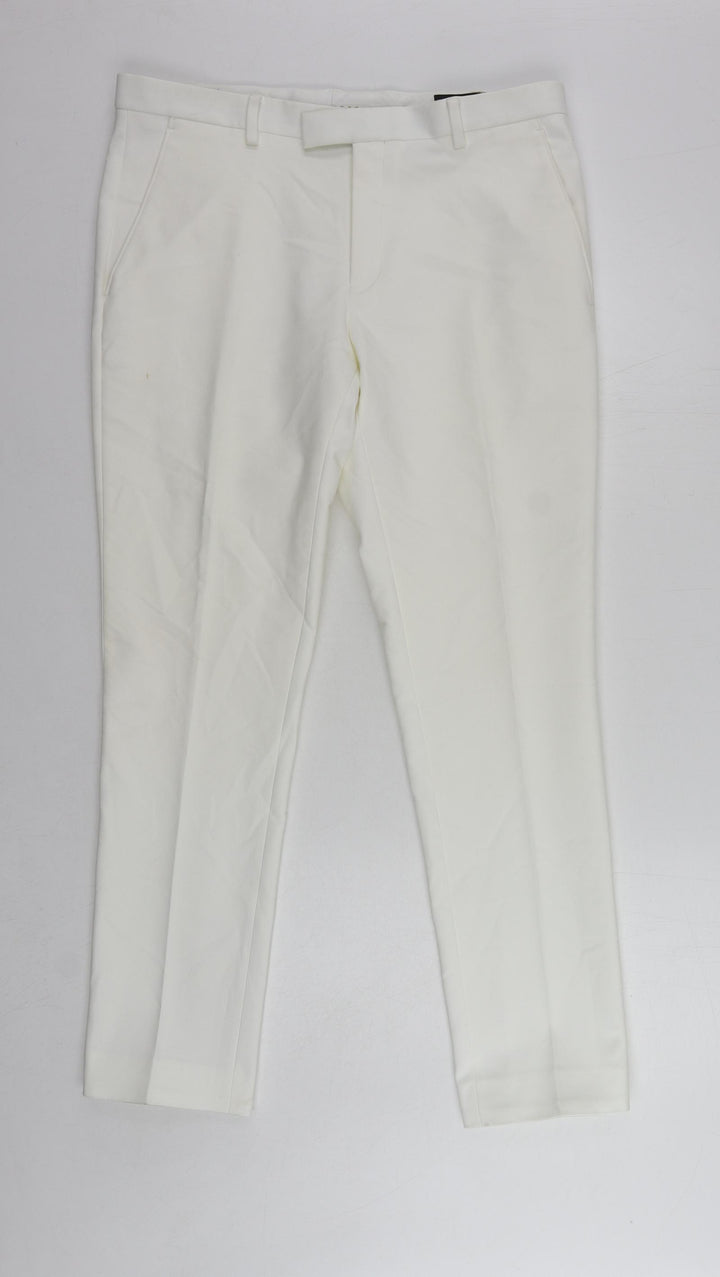 Label Lab Womens White Cotton Chino Trousers Size 34 in L29 in Regular Zip