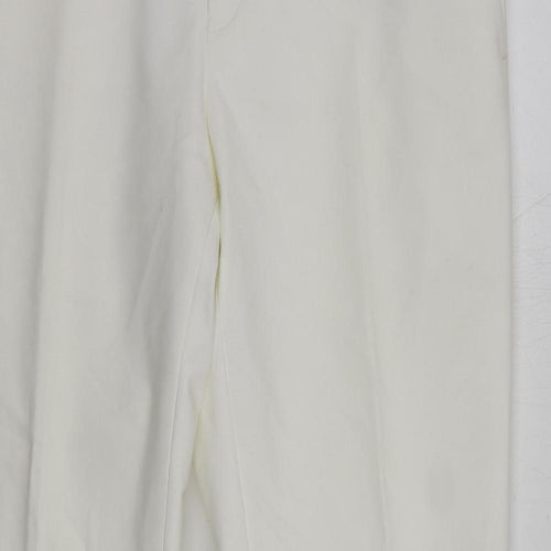 Label Lab Womens White Cotton Chino Trousers Size 34 in L29 in Regular Zip