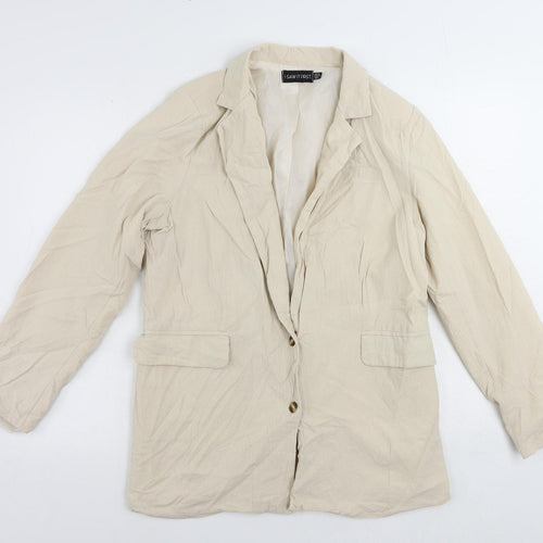 I SAW IT FIRST Womens Beige Jacket Blazer Size 12 Button