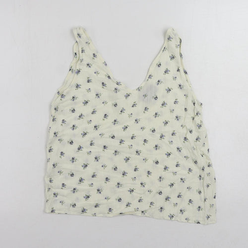 Pieces Womens Ivory Floral Viscose Basic Tank Size M V-Neck