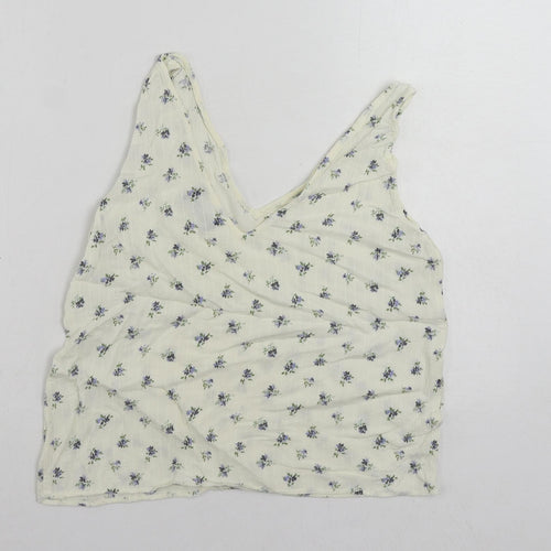 Pieces Womens Ivory Floral Viscose Basic Tank Size M V-Neck
