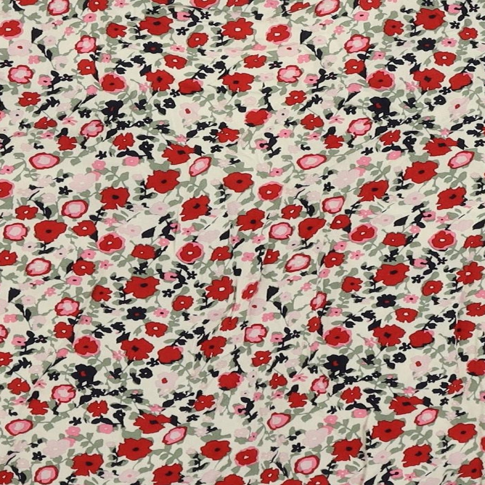 VERO MODA Womens Multicoloured Floral Viscose Cropped Blouse Size M V-Neck - Tie Front