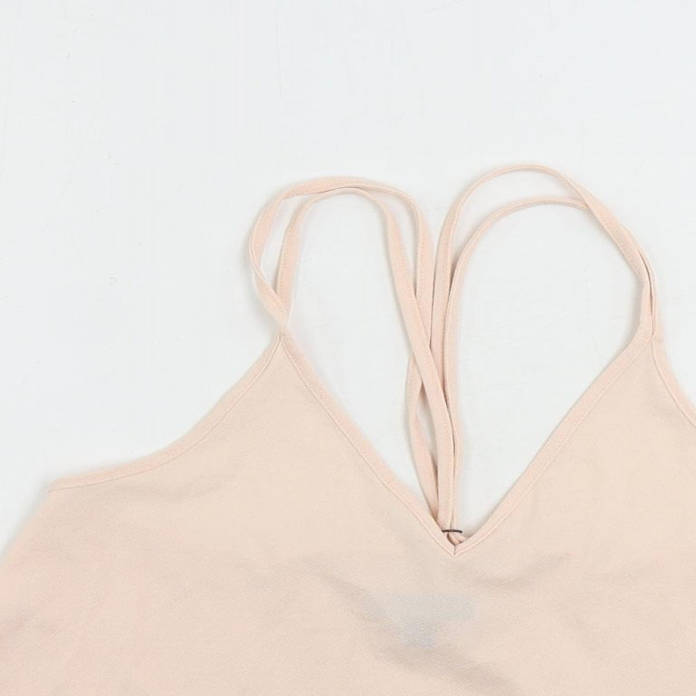 Topshop Womens Pink Polyester Camisole Tank Size 8 V-Neck - Strappy