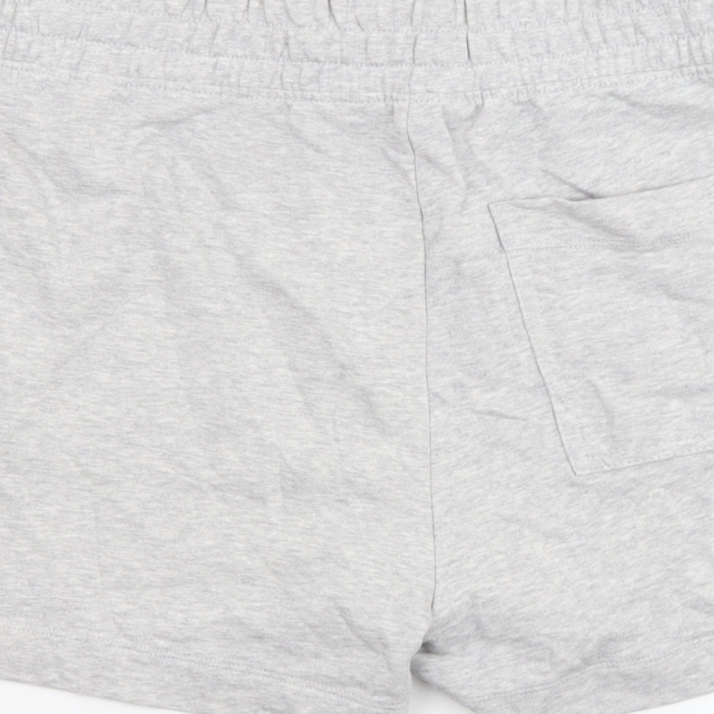 Marks and Spencer Womens Grey Cotton Sweat Shorts Size 18 Regular Drawstring - Inside Leg 4Inc