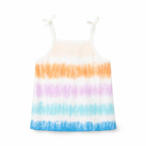 Marks and Spencer Girls Multicoloured Geometric 100% Cotton Basic Tank Size 5-6 Years Square Neck Pullover - Tie Dye