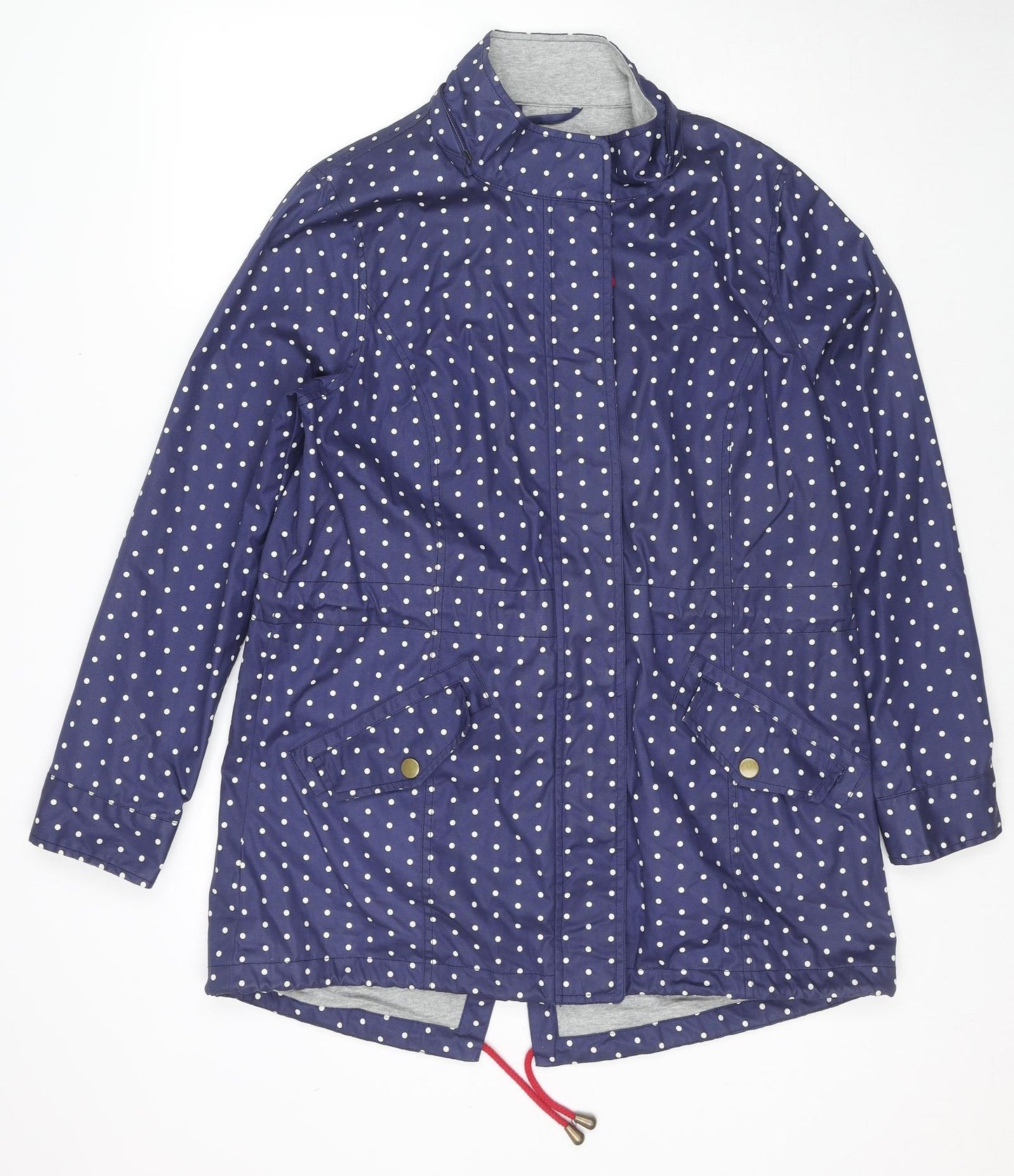 Laura Ashley Womens Blue Polka Dot Rain Coat Jacket Size 14 Zip