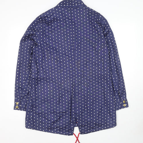 Laura Ashley Womens Blue Polka Dot Rain Coat Jacket Size 14 Zip