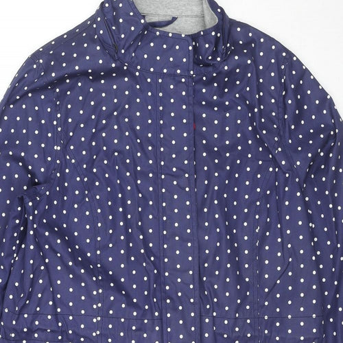 Laura Ashley Womens Blue Polka Dot Rain Coat Jacket Size 14 Zip