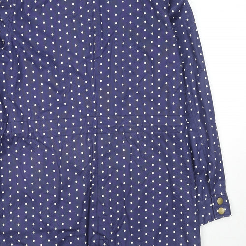 Laura Ashley Womens Blue Polka Dot Rain Coat Jacket Size 14 Zip