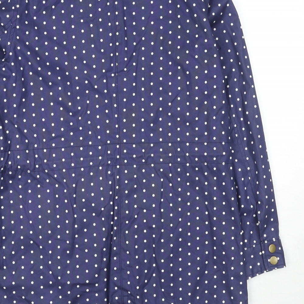Laura Ashley Womens Blue Polka Dot Rain Coat Jacket Size 14 Zip