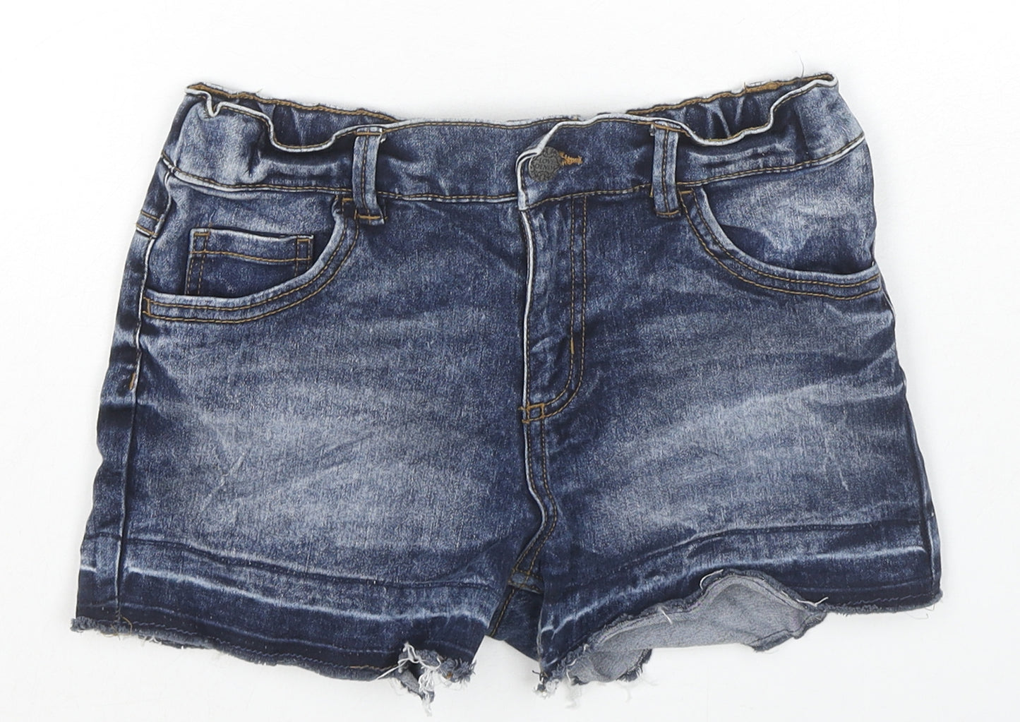 F&F Girls Blue Cotton Cut-Off Shorts Size 10-11 Years L3 in Regular Zip