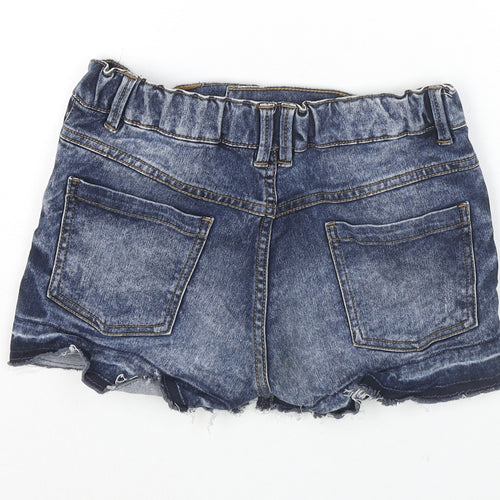 F&F Girls Blue Cotton Cut-Off Shorts Size 10-11 Years L3 in Regular Zip