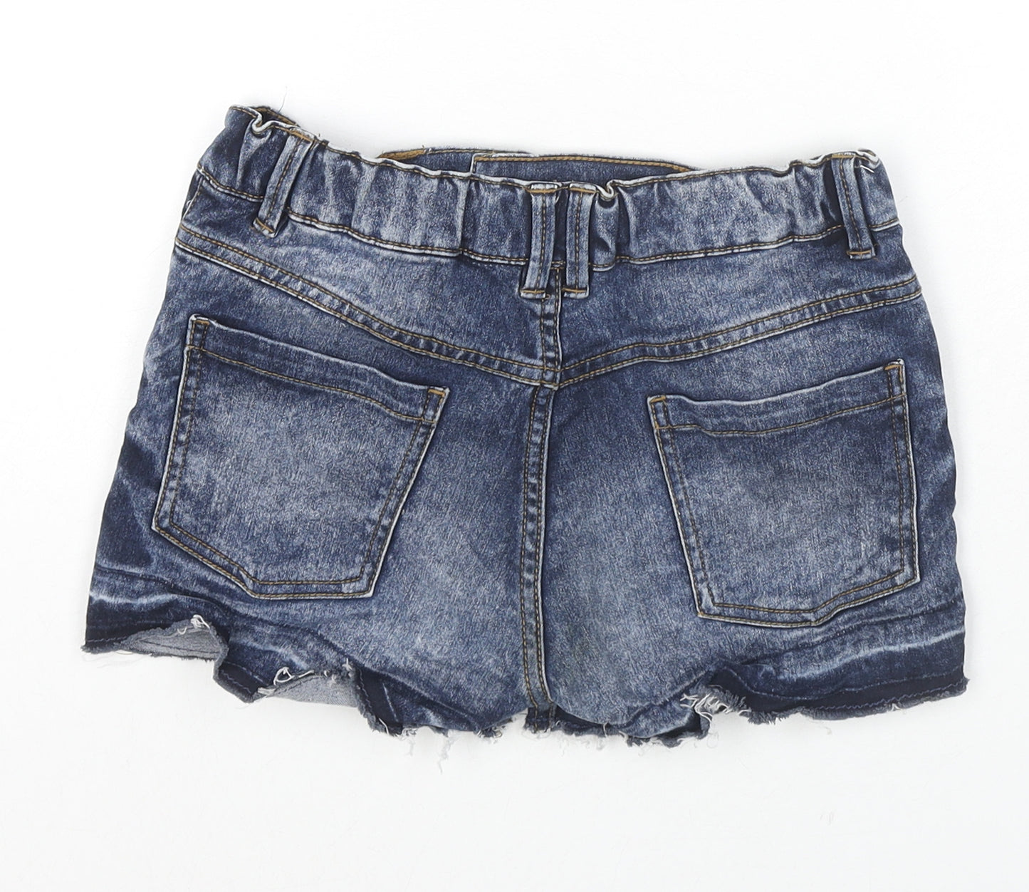 F&F Girls Blue Cotton Cut-Off Shorts Size 10-11 Years L3 in Regular Zip