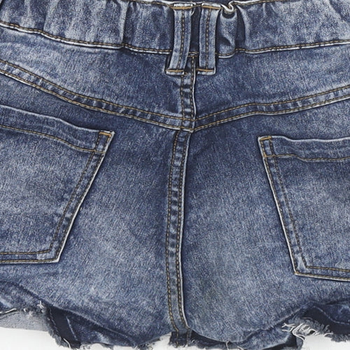 F&F Girls Blue Cotton Cut-Off Shorts Size 10-11 Years L3 in Regular Zip
