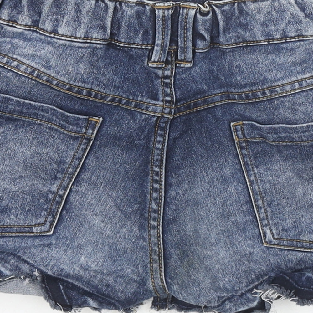 F&F Girls Blue Cotton Cut-Off Shorts Size 10-11 Years L3 in Regular Zip