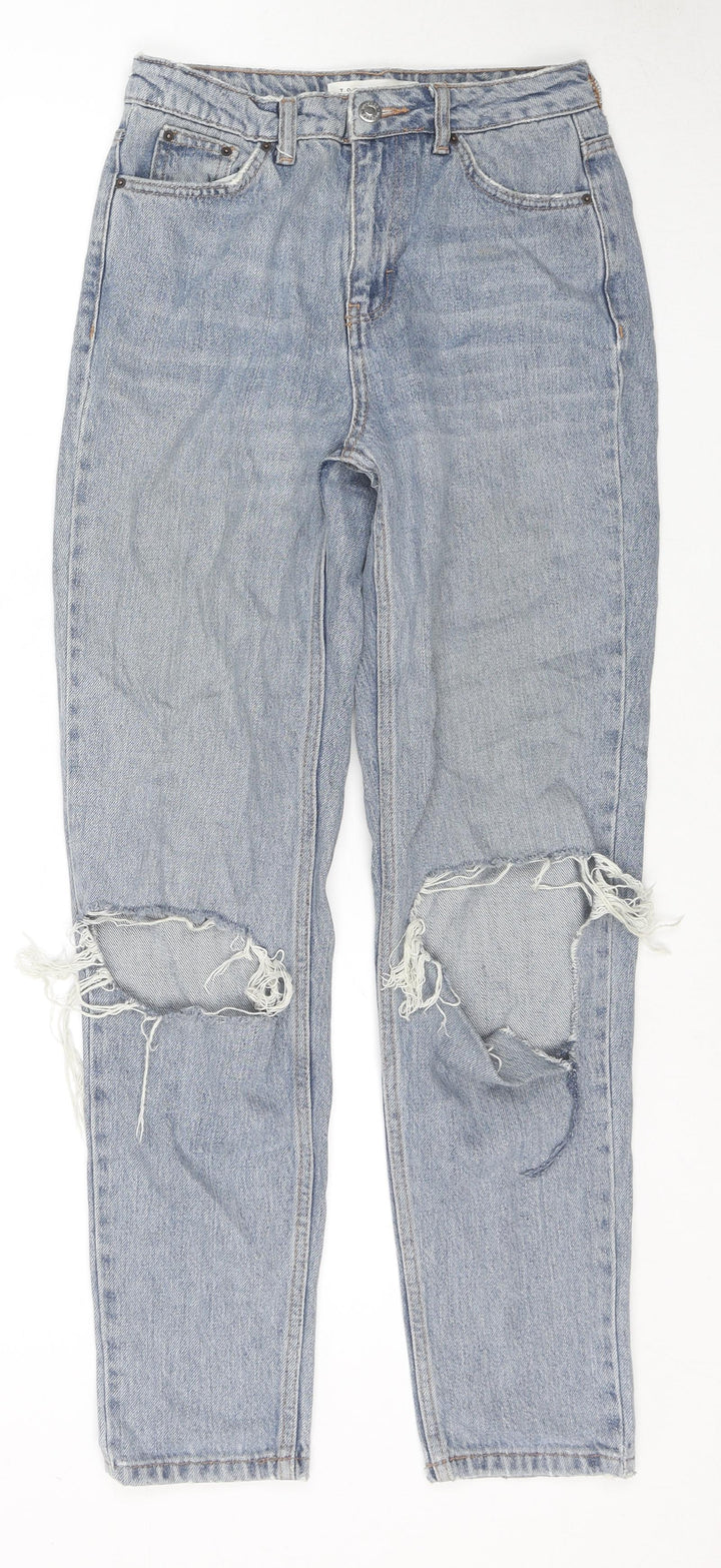 Topshop Womens Blue Cotton Mom Jeans Size 26 in L32 in Regular Zip