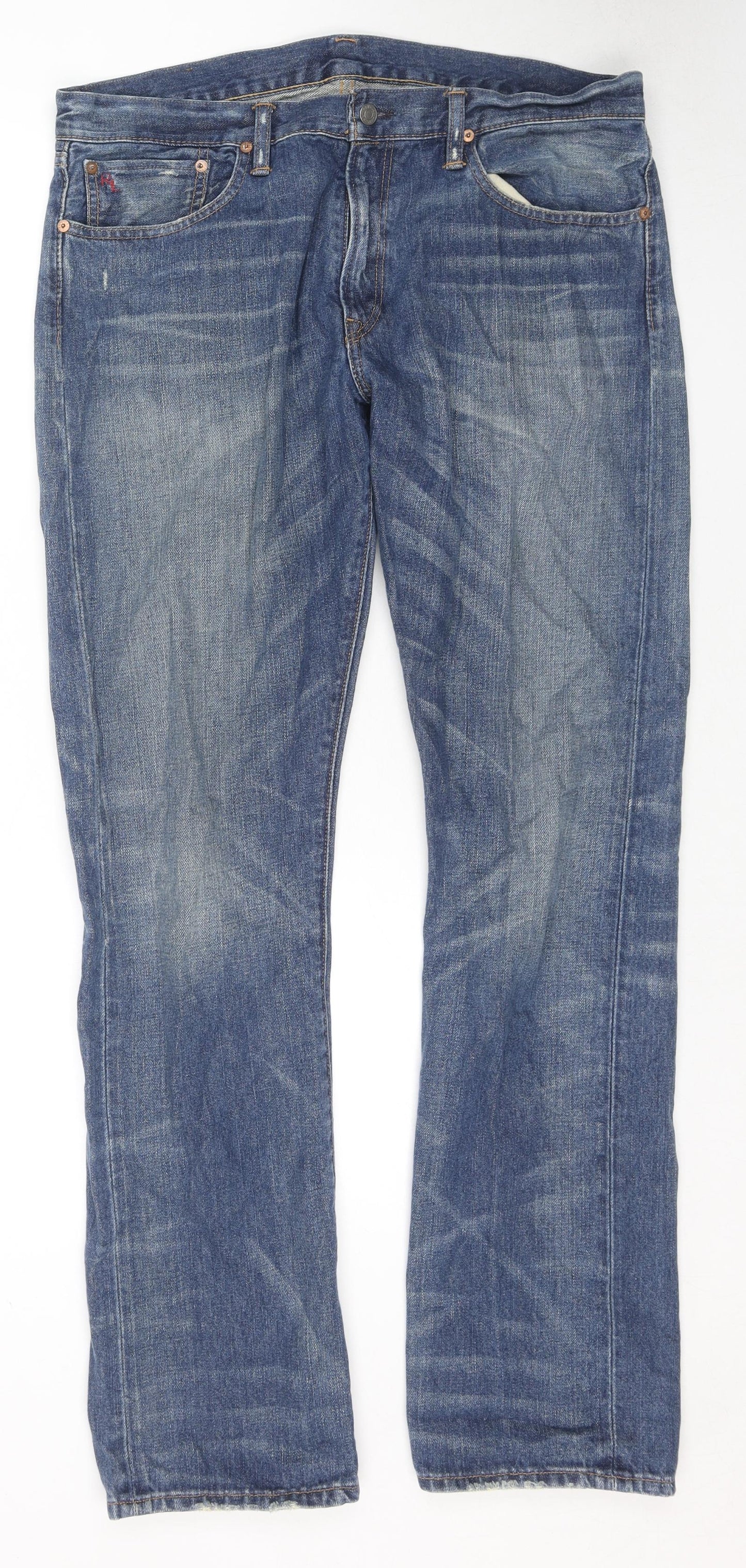 Polo Ralph Lauren Mens Blue Cotton Straight Jeans Size 35 in L32 in Regular Zip