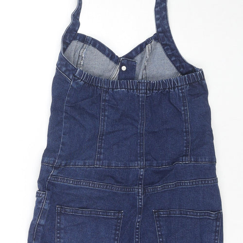ASOS Womens Blue Cotton Playsuit One-Piece Size 10 L3 in Button