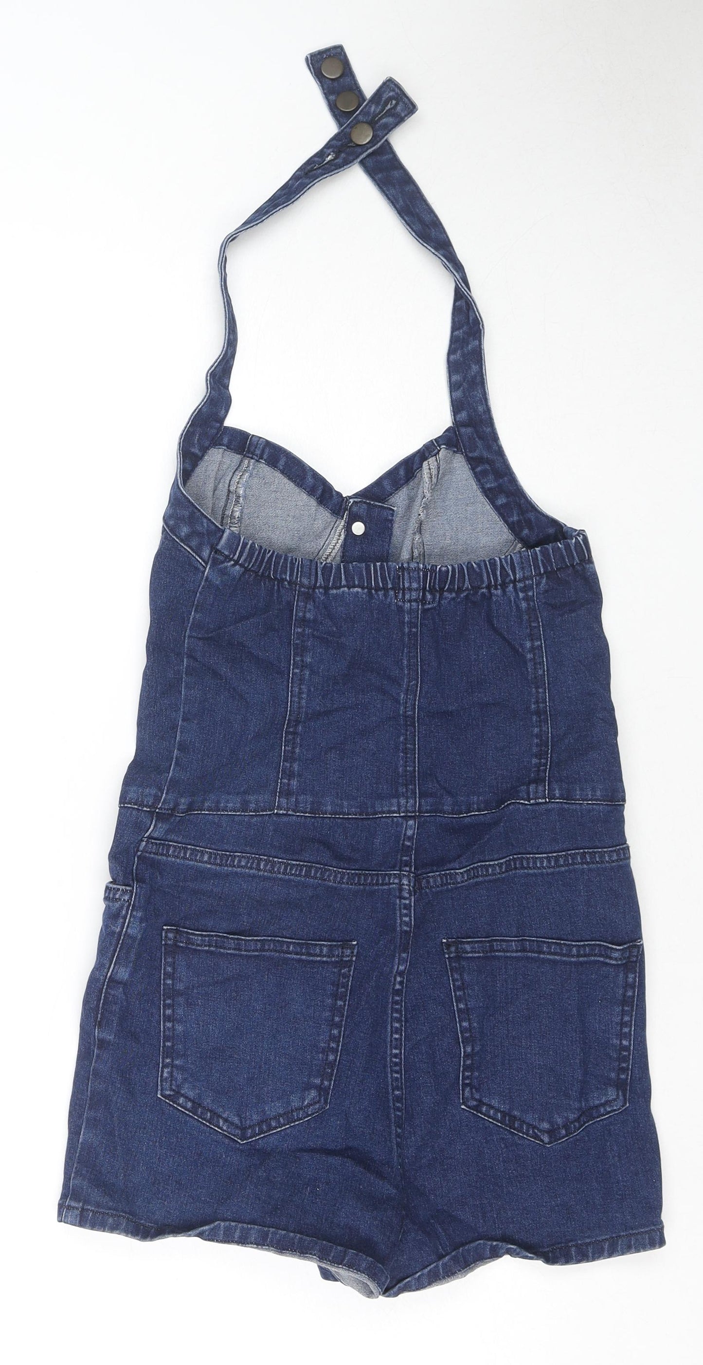 ASOS Womens Blue Cotton Playsuit One-Piece Size 10 L3 in Button