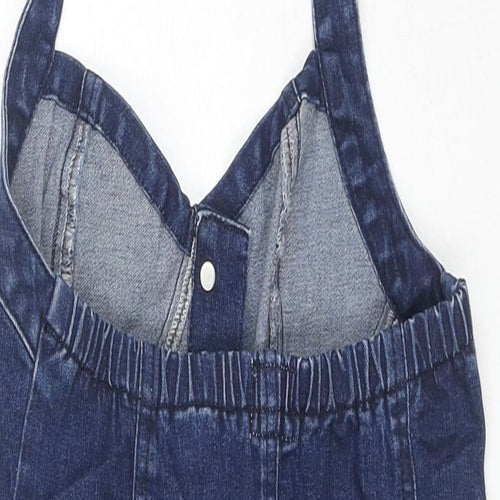 ASOS Womens Blue Cotton Playsuit One-Piece Size 10 L3 in Button