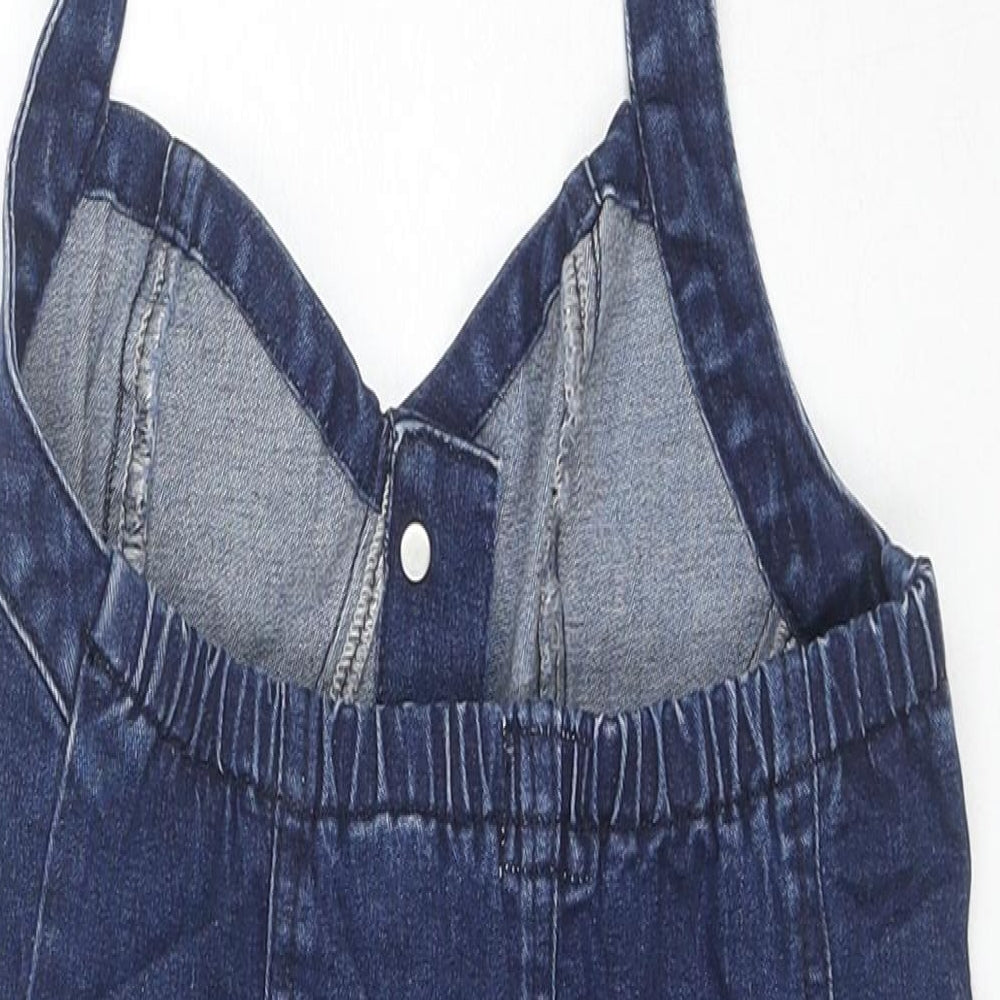 ASOS Womens Blue Cotton Playsuit One-Piece Size 10 L3 in Button