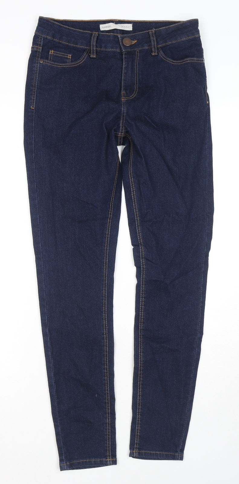 George Womens Blue Cotton Skinny Jeans Size 10 L30 in Regular Zip
