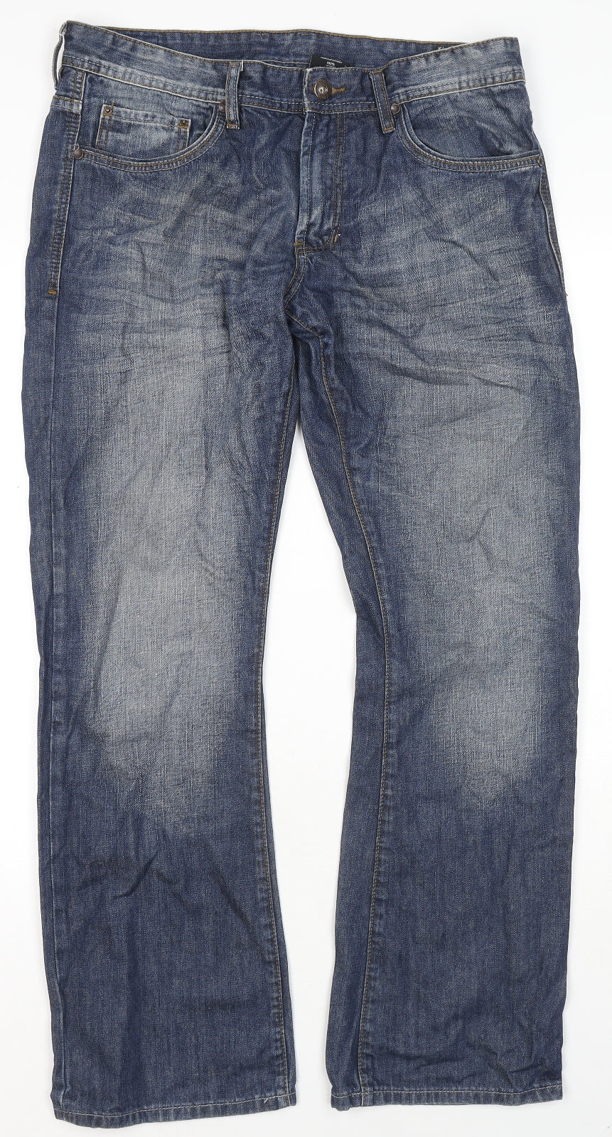Buffalo by David Bitton Mens Blue Cotton Bootcut Jeans Size 34 in L30 in Regular Zip
