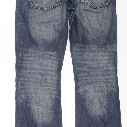 Buffalo by David Bitton Mens Blue Cotton Bootcut Jeans Size 34 in L30 in Regular Zip