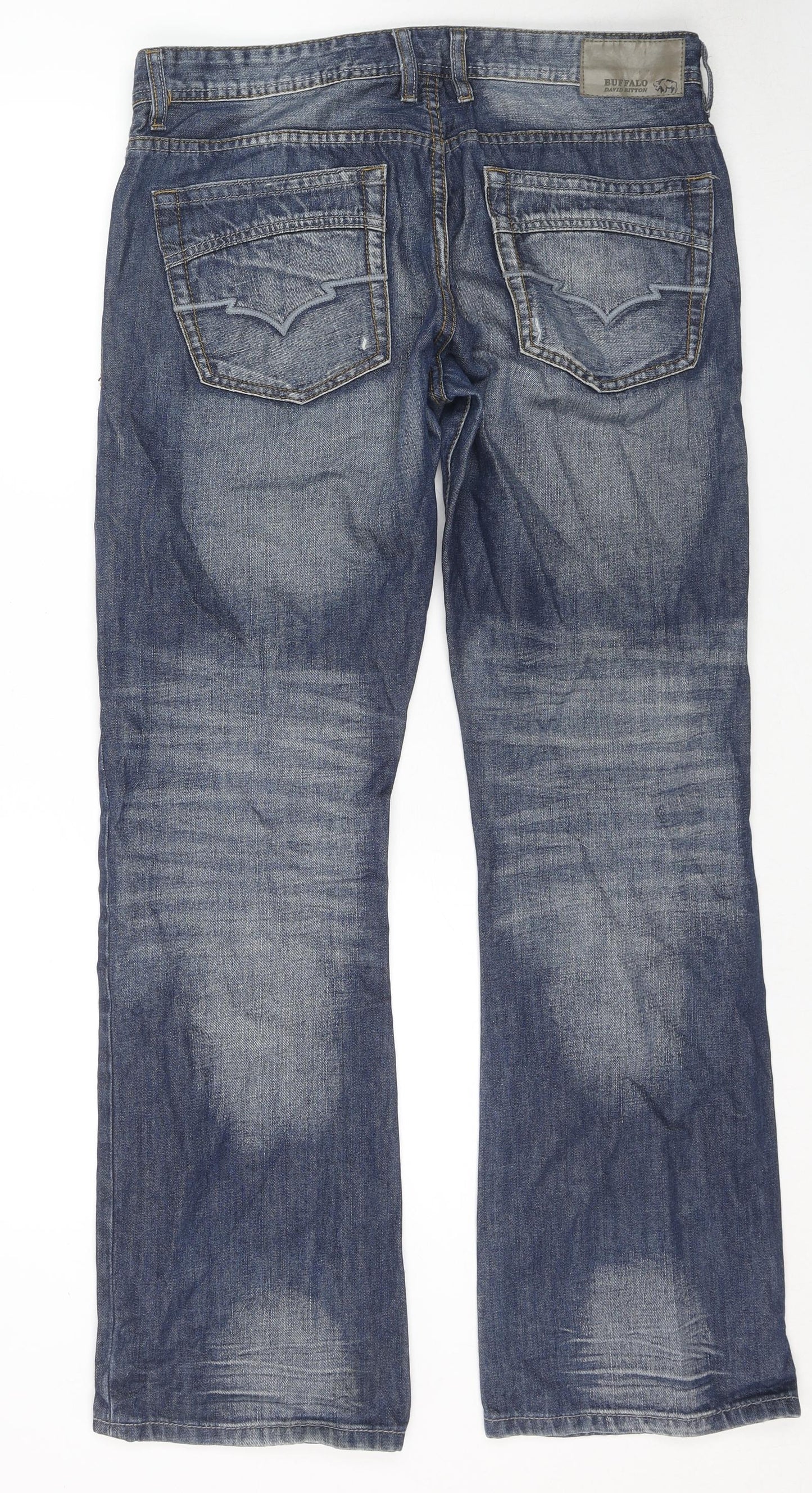 Buffalo by David Bitton Mens Blue Cotton Bootcut Jeans Size 34 in L30 in Regular Zip