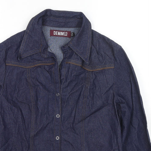 Denim & Co. Womens Blue Jacket Size 14 Snap